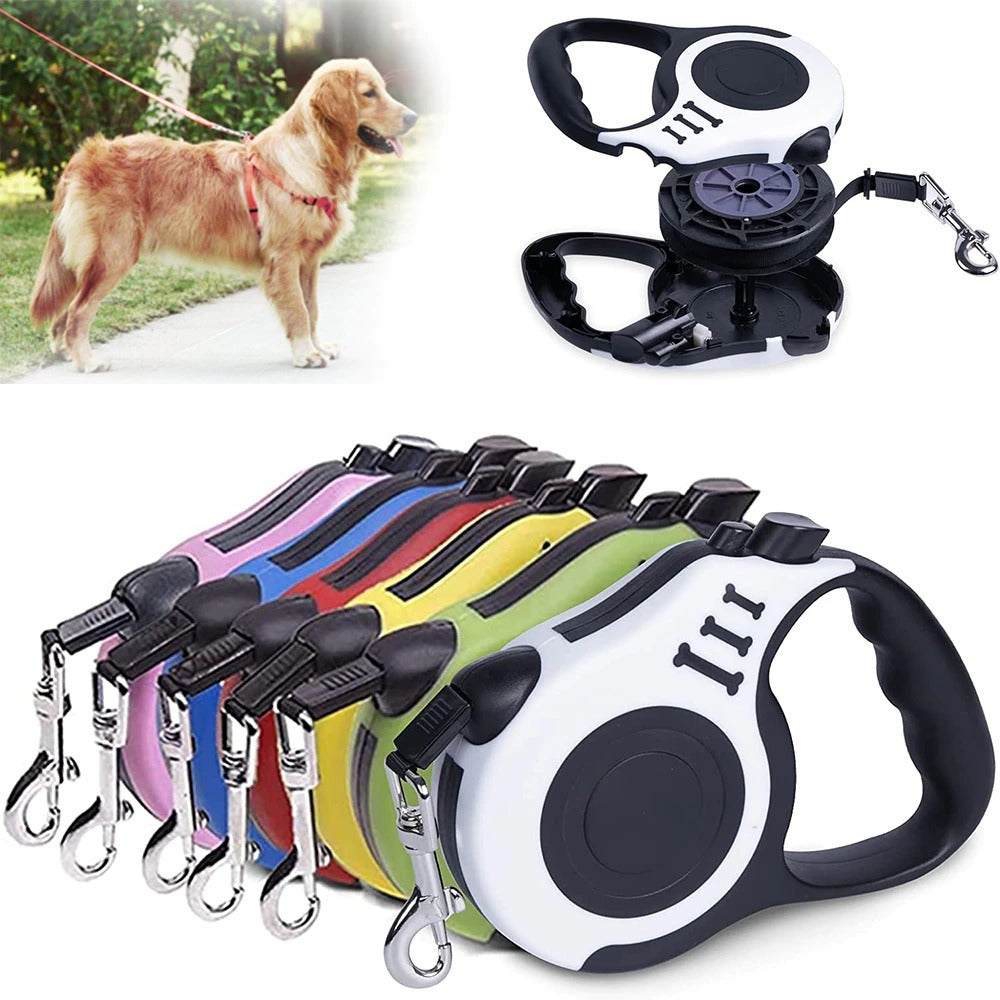 Durable Retractable Dog Leash – 3m & 5m Nylon Lead for Walking and Running - Valgo