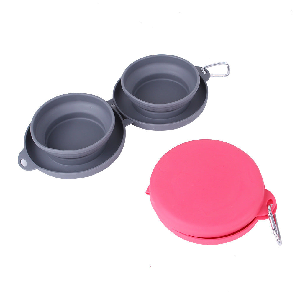 Foldable Rubber Double Pet Bowl – Portable & Durable Feeding Solution for Dogs & Cats - Valgo