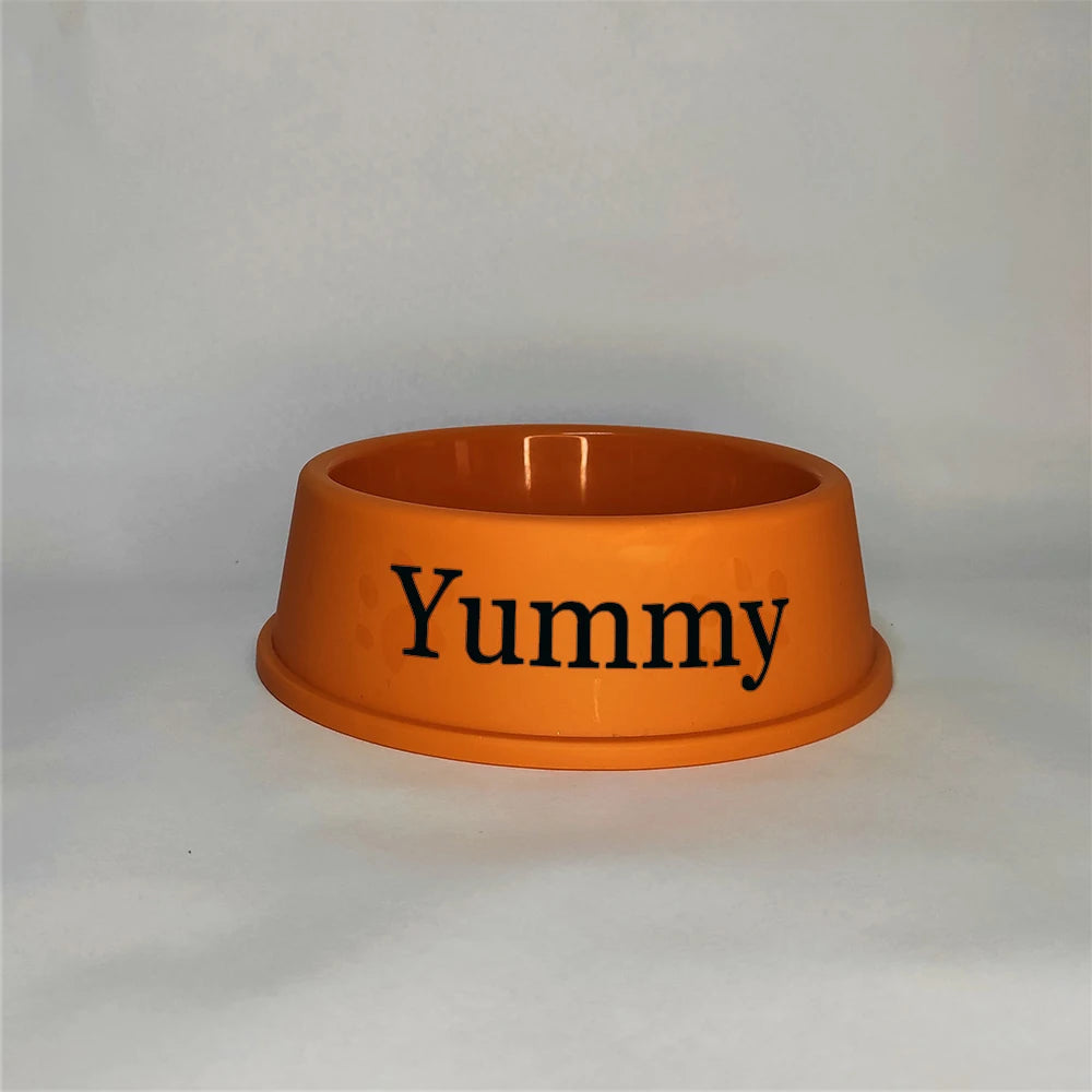 Custom Dog Food Bowl - Personalized Plastic Bowl with Name & Decals for Pets - Valgo