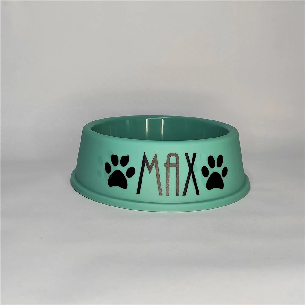 Custom Dog Food Bowl - Personalized Plastic Bowl with Name & Decals for Pets - Valgo