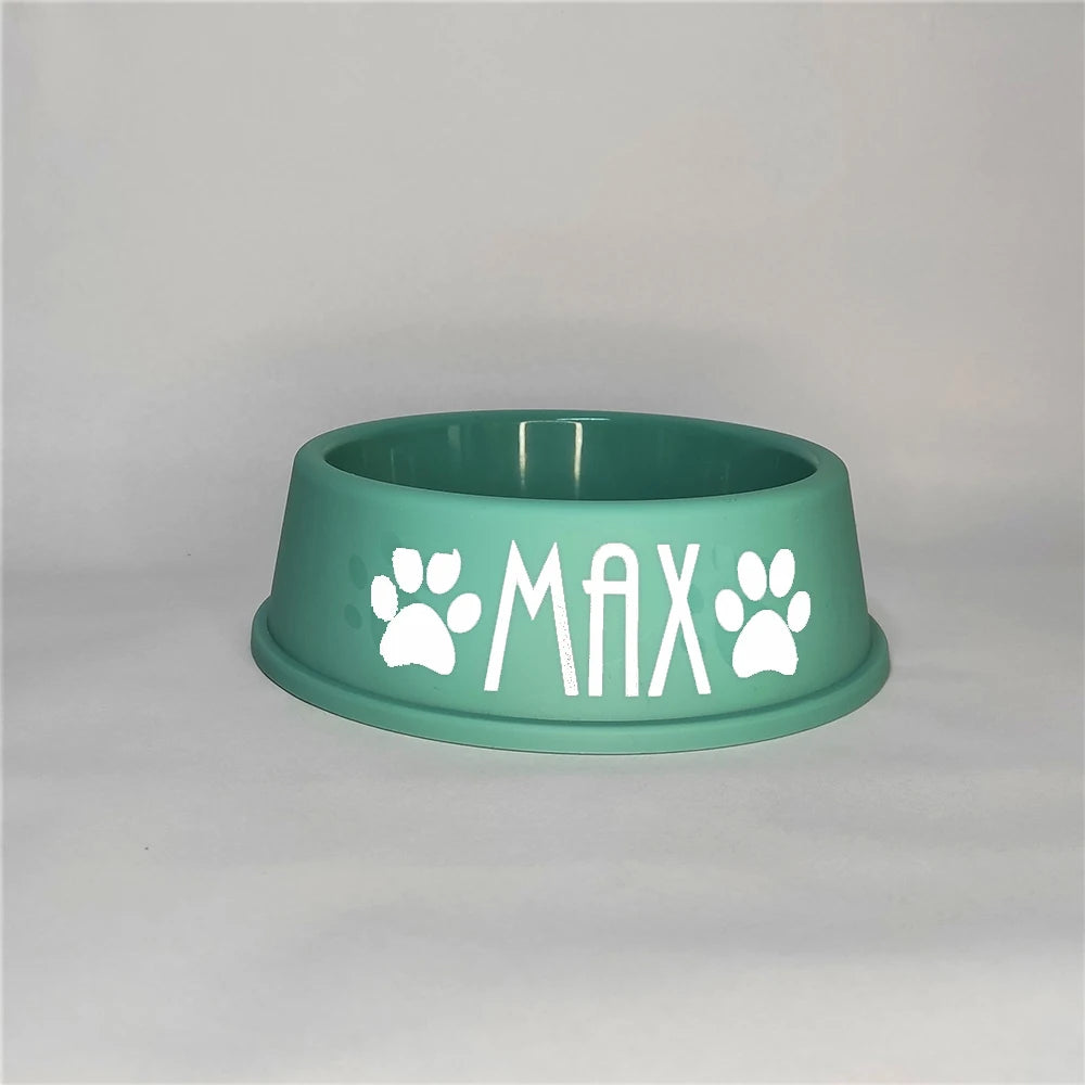 Custom Dog Food Bowl - Personalized Plastic Bowl with Name & Decals for Pets - Valgo