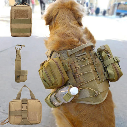 Dog Tactical Gear Set – 3-Piece Harness Attachments with Pouches & Bottle Holder for K9 Training - Valgo