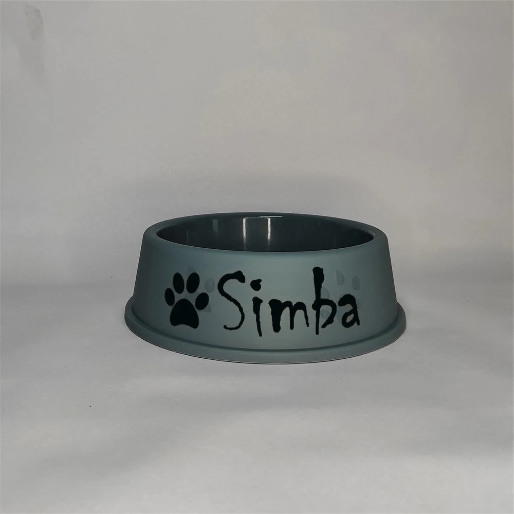 Custom Dog Food Bowl - Personalized Plastic Bowl with Name & Decals for Pets - Valgo