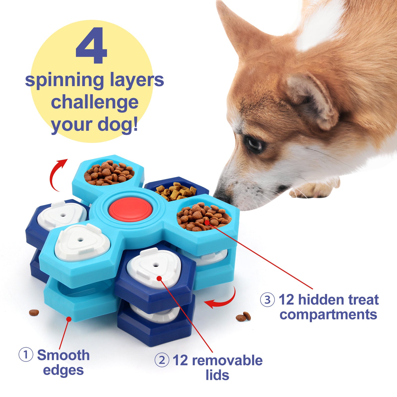 4-Layer Interactive Slow Feeder Puzzle Bowl – Fun & Healthy Eating for Dogs - Valgo