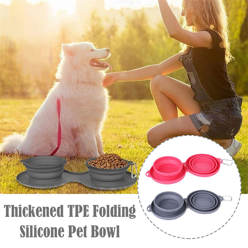 Foldable Rubber Double Pet Bowl – Portable & Durable Feeding Solution for Dogs & Cats - Valgo